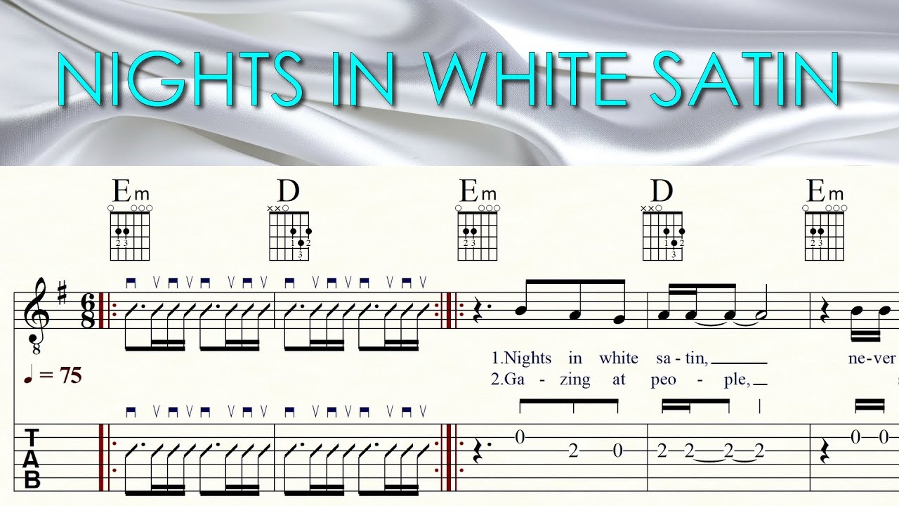 NIGHTS IN WHITE SATIN | THE MOODY BLUES | Complete | Acoustic Guitar Lesson | Sheet Music & TAB
