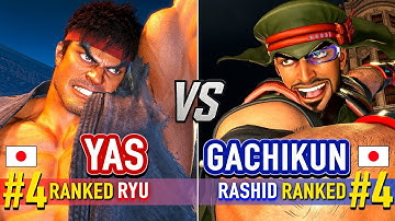 SF6 🔥 YAS (#4 Ranked Ryu) vs GACHIKUN (#4 Ranked Rashid) 🔥 Street Fighter 6 High Level Gameplay