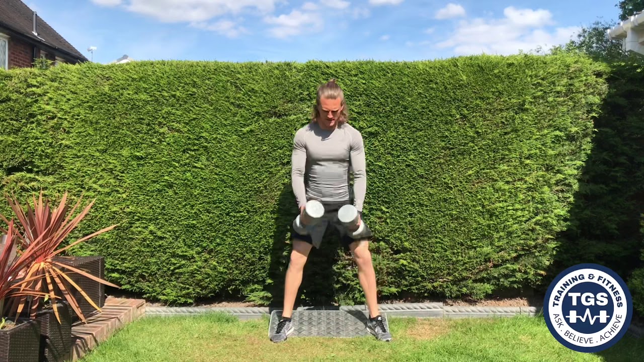 Heels elevated wide stance dumbbell front squat - YouTube