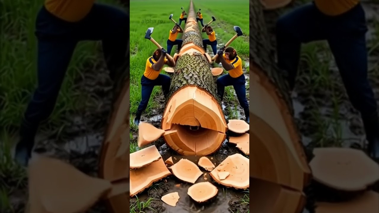 Monkeys Rescues White And Black Cow From GiantLog! 