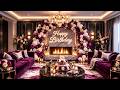 4K Romantic Birthday Fireplace 💕 Cozy Plum and Silver Living Room Celebration!