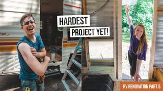 Vintage RV Renovation  Completely Rebuilding the Door Frame (This was tough ) (Ep. 5)