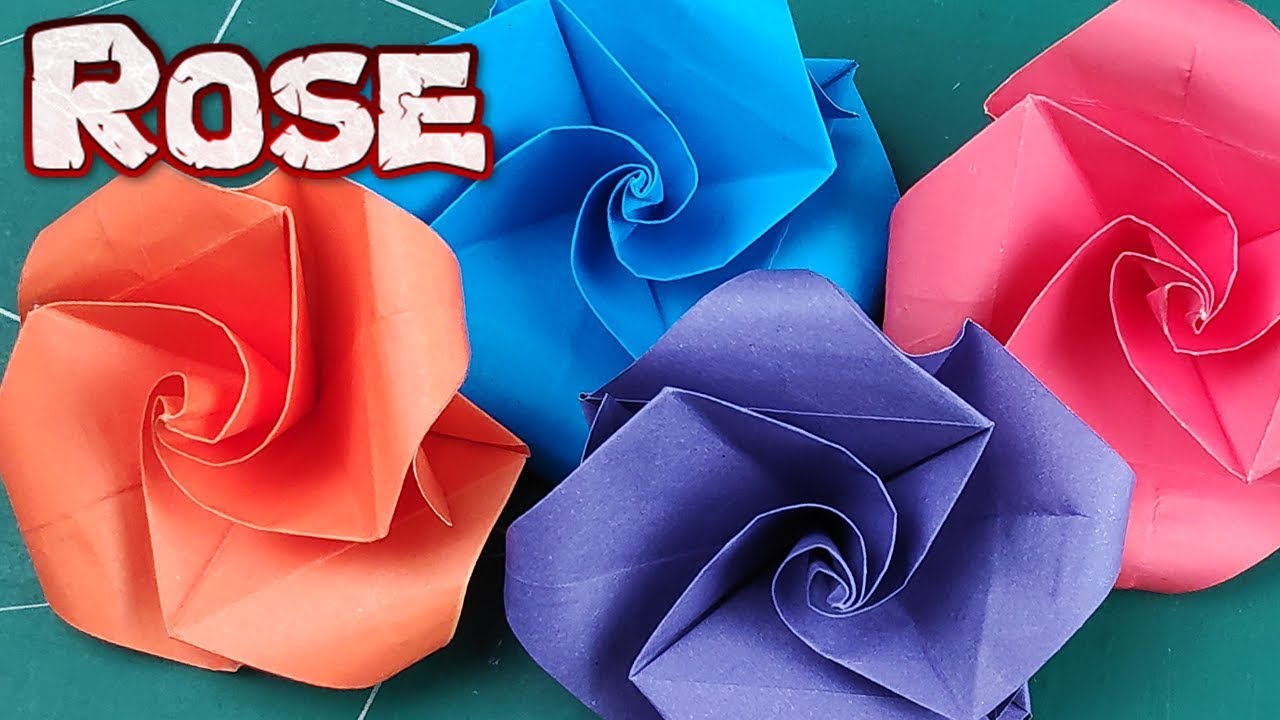 Origami Rose Paper flowers How To Make Easy Rose Tutorial DIY 3d