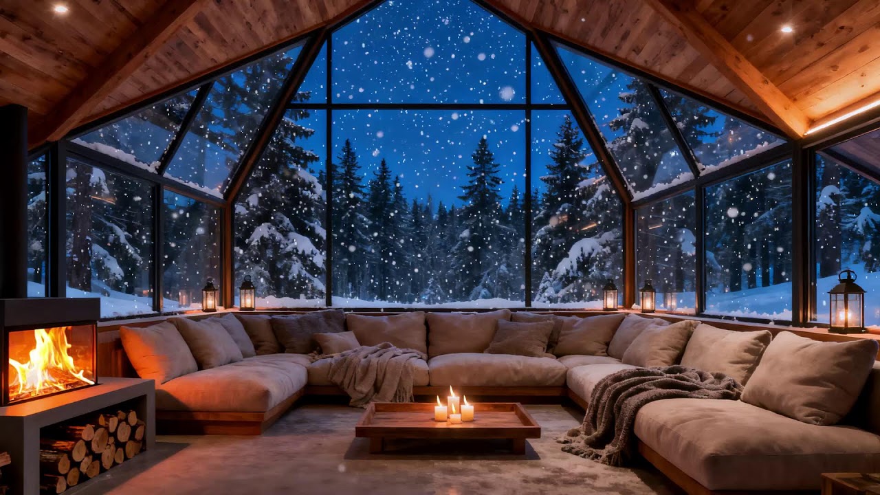 Winter Dome Cabin in Blue Hour Snow 🔥 Deep Sleep Atmosphere