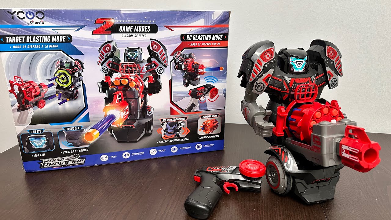 ROBO RAPIDFIRE Silverlit 2-in-1 Remote Control Blasting Robot Toys Unboxing 