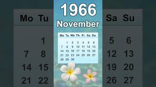 November 1966 Calendar