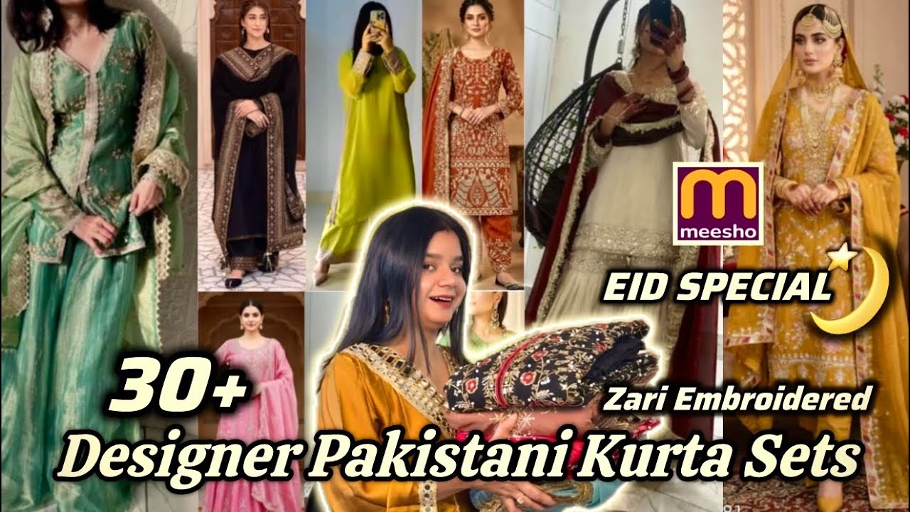Huge MEESHO Pakistani Suit Haul for Eid ✨ Celebrity Style Zari Embroidery Kurta Sets 