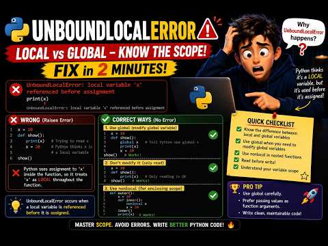 Python UnboundLocalError Solution | Fix "local variable referenced before assignment" 🚀