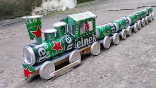 Make a train that carries the most fuel from cans and a DC motor // Diy.