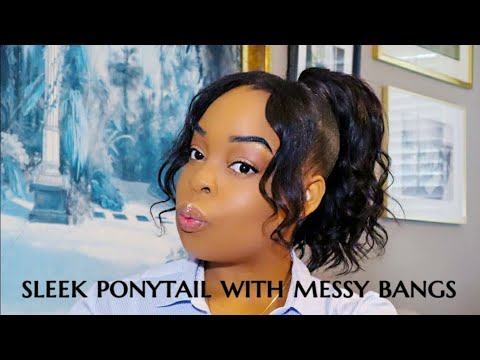 Easy Ponytail With Two Bangs Tutorial Step By Step Protective Hairstyles Top Knot Bun Youtube