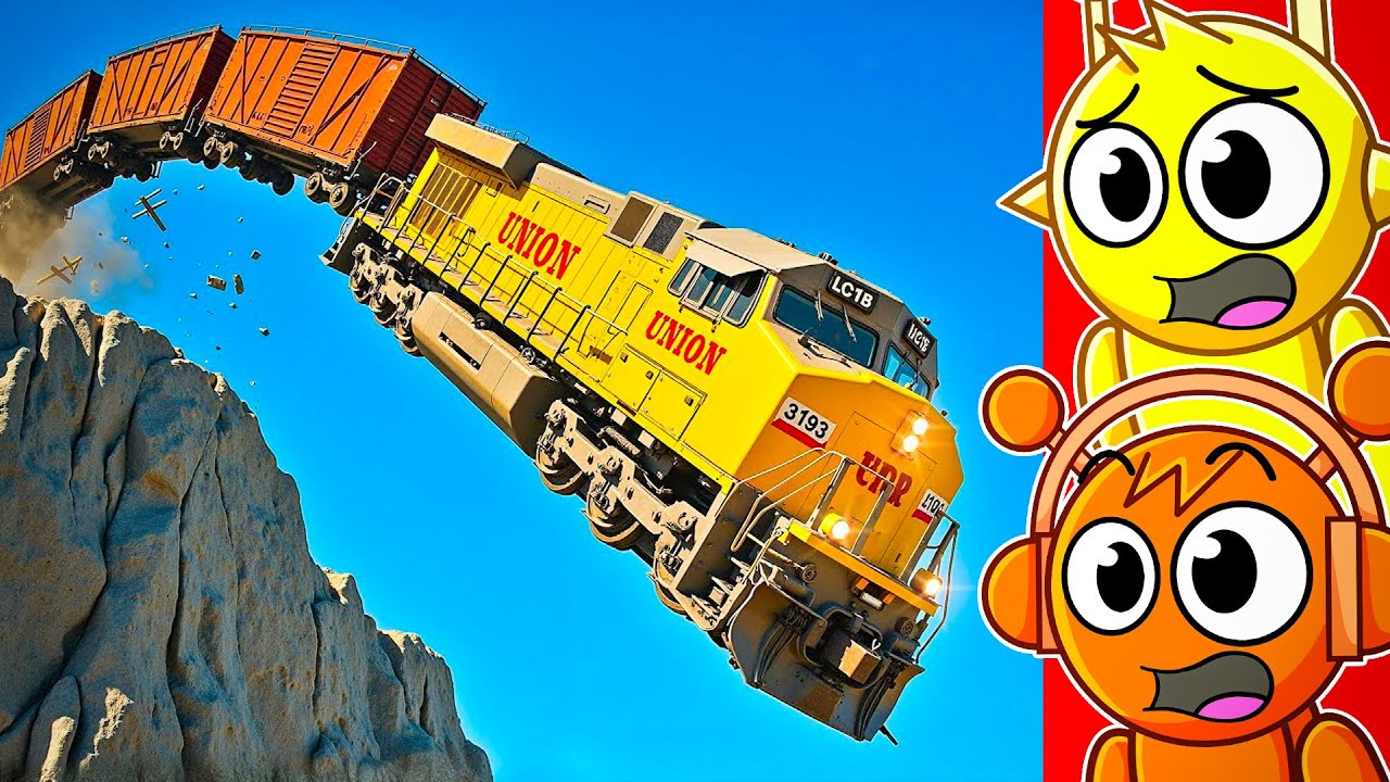 ПОЕЗДА против КЛИФФА!!! (Забавные анимации)