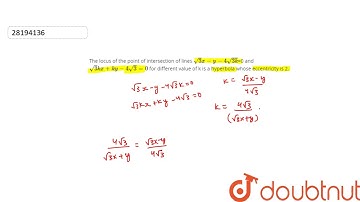 The locus of the point of intersection of lines `sqrt3x-y-4sqrt(3k)`=0 and `sqrt3kx+ky-4sqrt3=0`