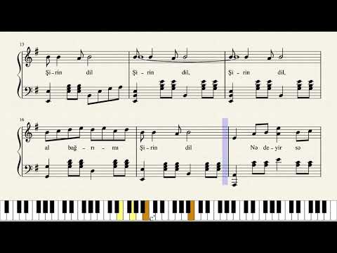 Emin Sabitoglu - Şirin dil (piano tutorial + notlar + sözlər))