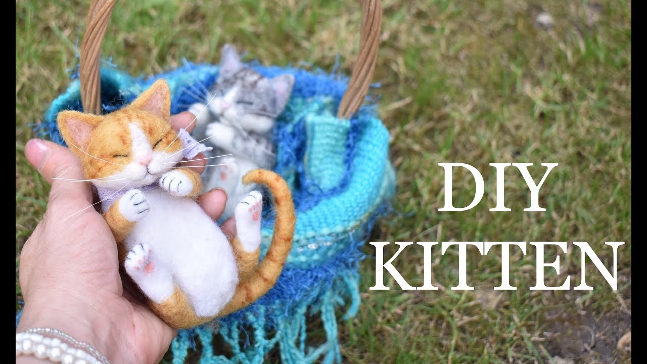 Cute Cat American Shorthair Wool Roving Needle Felting Supplies DIY Kit  Tutorial