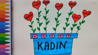 8 Mart Dünya Kadinlar Günü Resmi̇ Nasıl Çizilir.