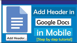 How To Add Header In Google Docs Mobile