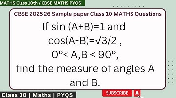 If sin (A+B)=1 and cos(A-B)=√3/2 ,0°less than A,B less than  90°,find the measure of angles A and B