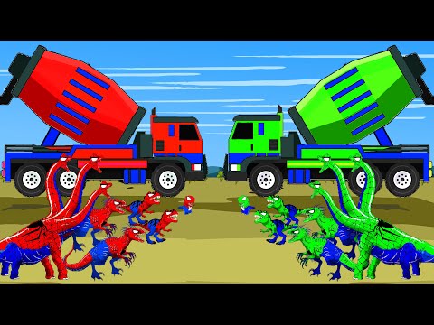 BRACHIOSAURUS EVOLUTION OF T-rex vs Indominus GODZILLA, Concrete Mixer Truck: The Best Of Dinosaur