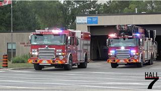 Mississauga Fire & Emergency Services - Squad 110, & Aerial 110 Responding