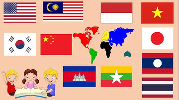 Bé học nhận biết tên các quốc gia, quốc kỳ bằng tiếng anh và tiếng việt -Thanh nấm