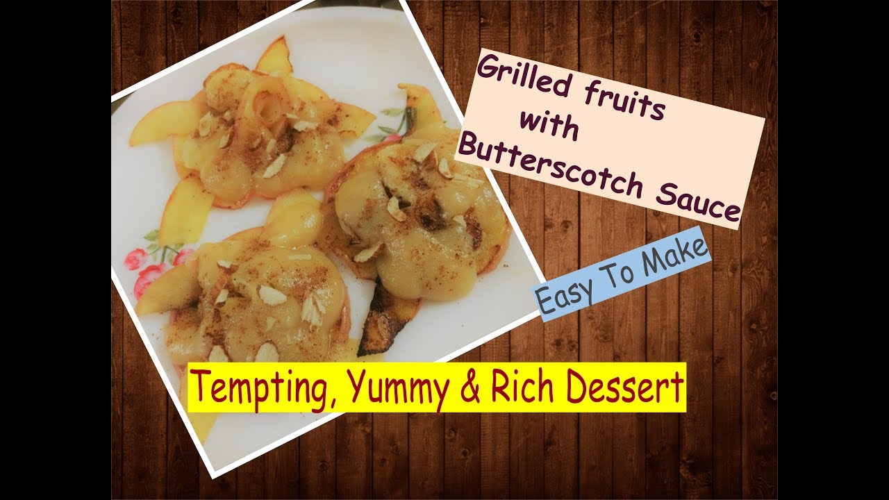 Butterscotch Sauce Butterscotch sauce with fruits बटरस्कॉच सॉस