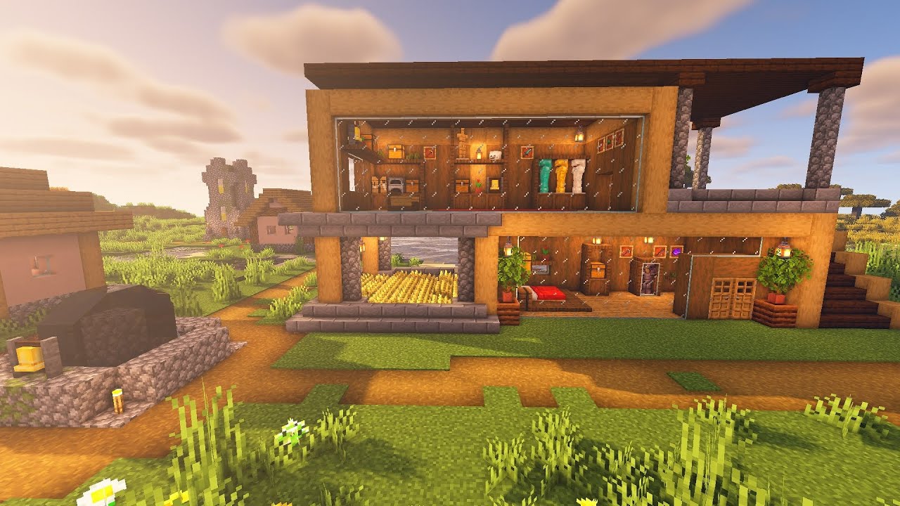 Download Minecraft-ağaç ev yapımı /Minecraft | How to Build a Wooden House | Simple Survival House Tutorial