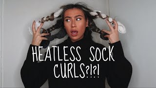 HEATLESS CURLS USING ONLY SOCKS?! | tik tok hack