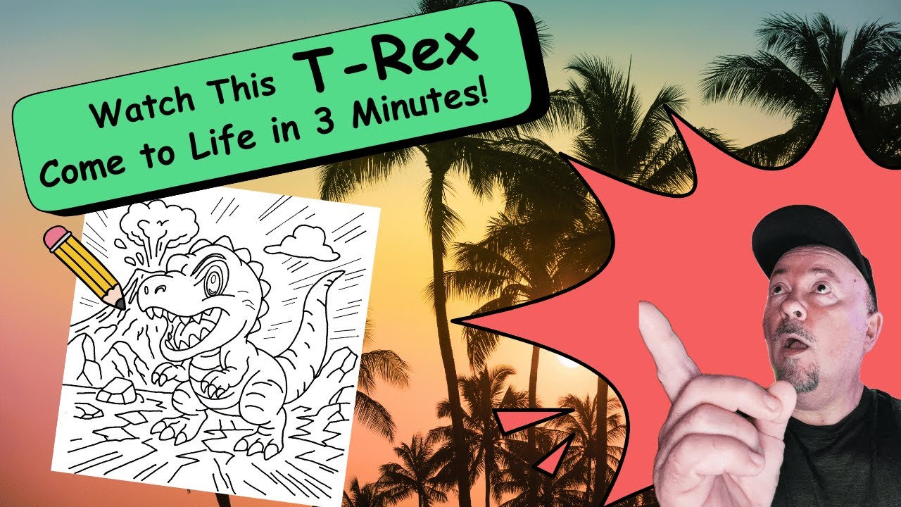 Watch this T Rex come to life in 3 minutes! - Dinosaur Critters Coloring Book Volume 4