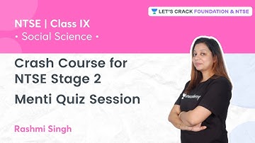 Crash Course - NTSE Stage 2 : Menti Quiz Session | Social Science | Rashmi Singh