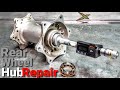 Repair of damaged motorcycle rear wheel hub