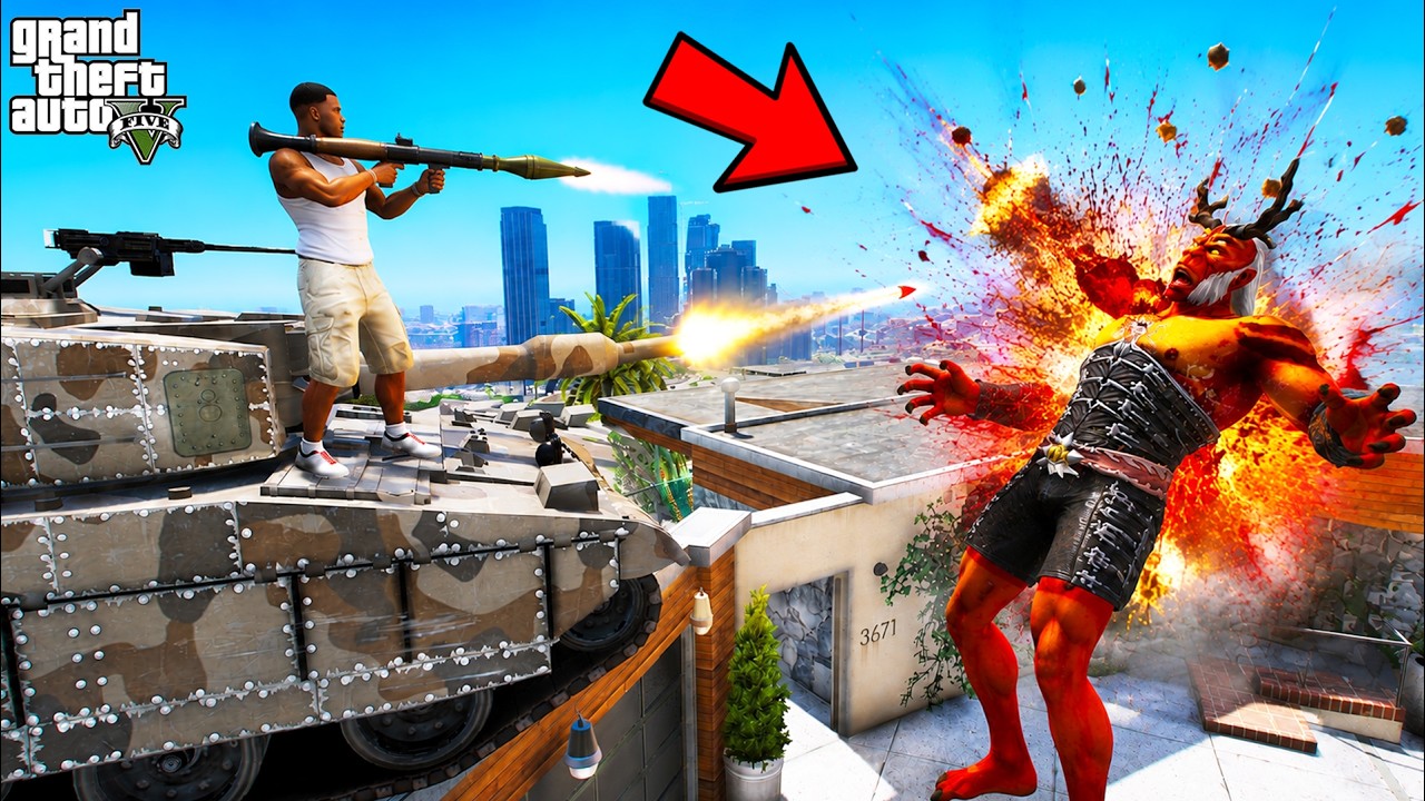 Franklin Finally Killed the Four-Eyed Red Monster in GTA 5 | SHINCHAN and CHOP