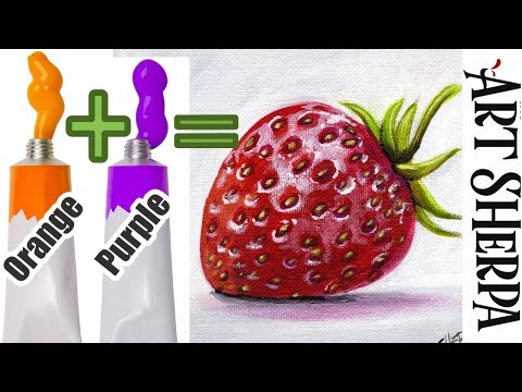 Paint a Red Strawberry WITHOUT Red Paint - Color Mixing technique that you won't believe