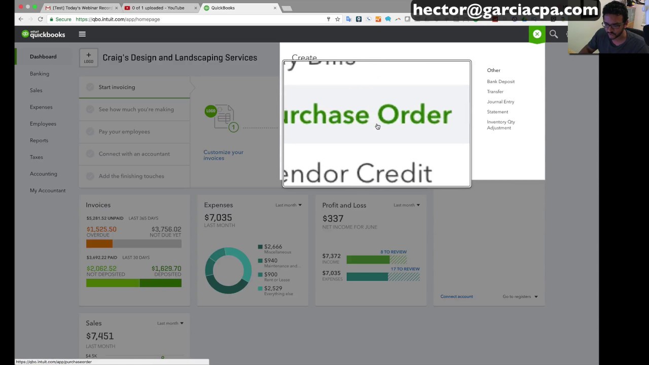 quickbooks online 2018 tutorial purchase orders and partial purchase order online system