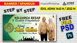 Tutorial Desain Spanduk Banner Idul Adha 1443 / 2022 di Photoshop Free Download