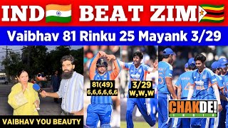Vaibhav Suryavanshi 81(49) 🥵 IND 🇮🇳 Beat ZIM 🇿🇼 In 3rd T20 || Mayank 3/29 || Pak Public Reactions 