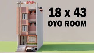 18x43 oyo hotel design,18 by 43 hotel planning,18x43 house plan