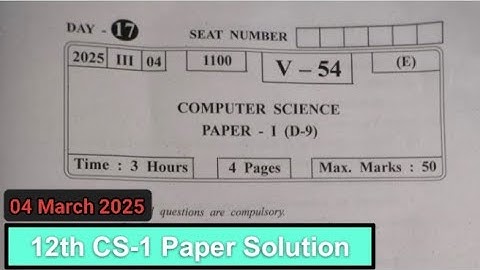 HSC Maharashtra board Computer Science l Paper Solution 2025 @Tropical_Science