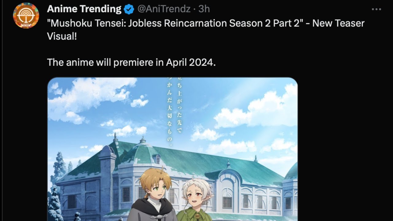 Mushoku Tensei Season 2 Part 2 Premieres in April 2024, Gets