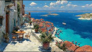 Greek Island Harbor Painting with Ocean Sounds | 4K Art for TV | 2 Hours Ambient Frame TV Art screenshot 5