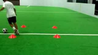 square dribbling R step over outside touch away