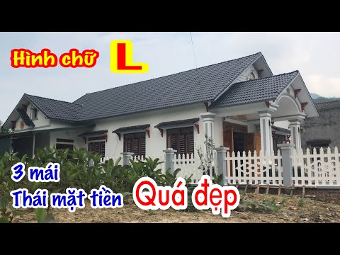 Mẫu nhà cấp 4 hình chữ L mặt tiền 3 mái thái cực đẹp với 3 phòng ngủ.Very beautiful Thai style house Mẫu nhà cấp 4 hình chữ L mặt tiền 3 mái thái cực đẹp với 3 phòng ngủ.Very beautiful Thai style house