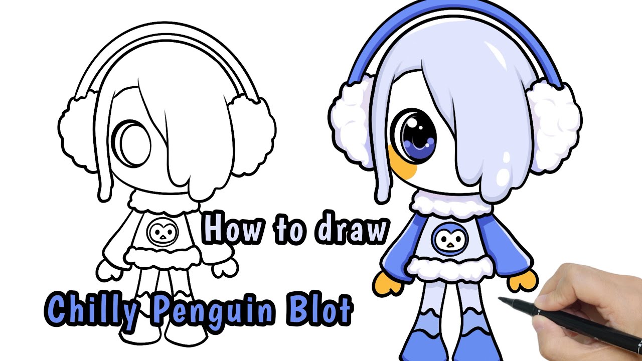 How to Draw Chilly Penguin Blot from Dandy's World Step by Step