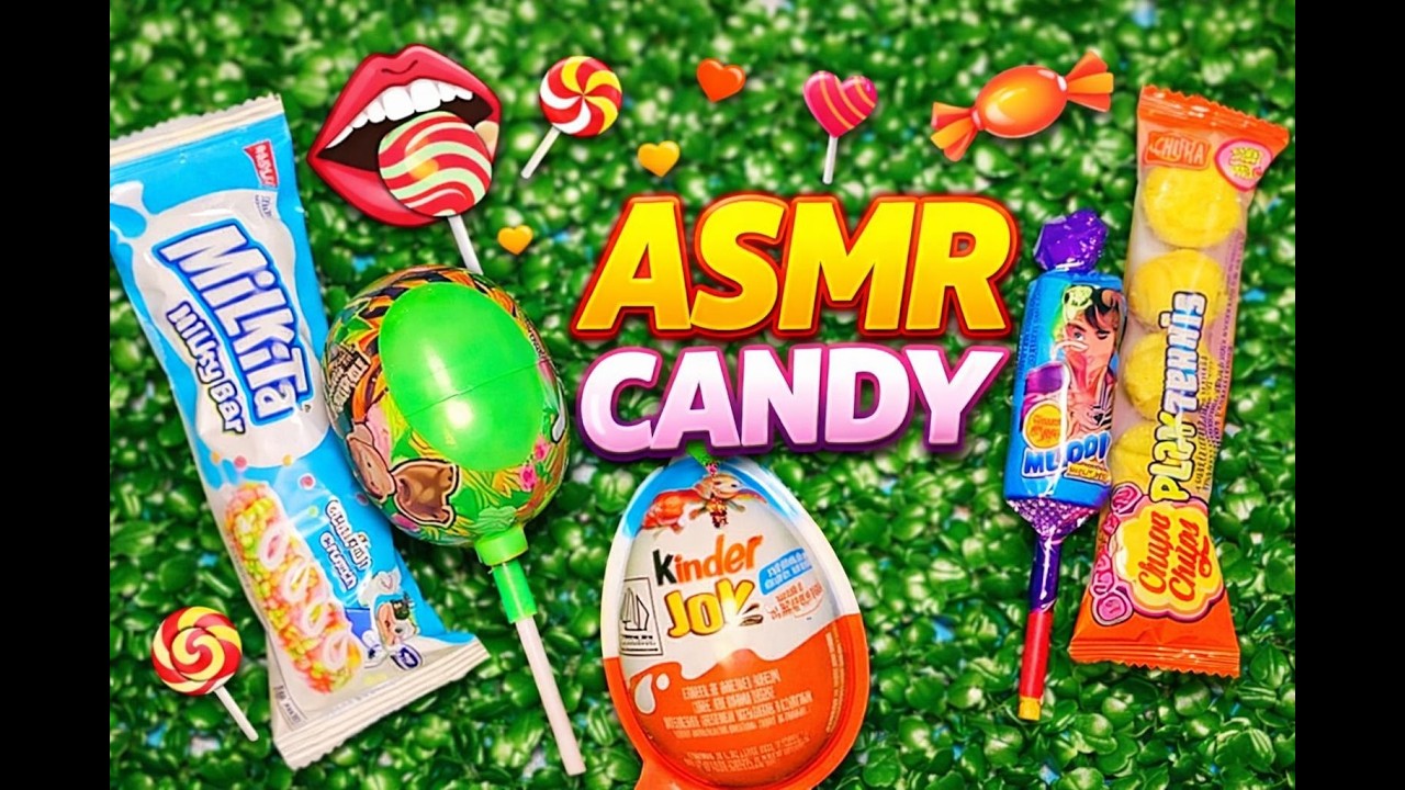 ASMR Most Popular Candys / some lots of colorful rainbow lollipop candy / unpacking chocolate eat