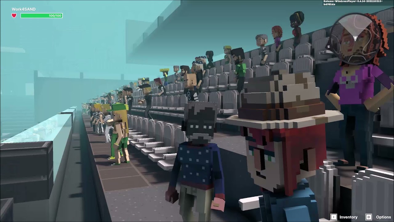 Sandbox Game experience. NFT metaverse. NFTdraft.io fantasy football stadium.