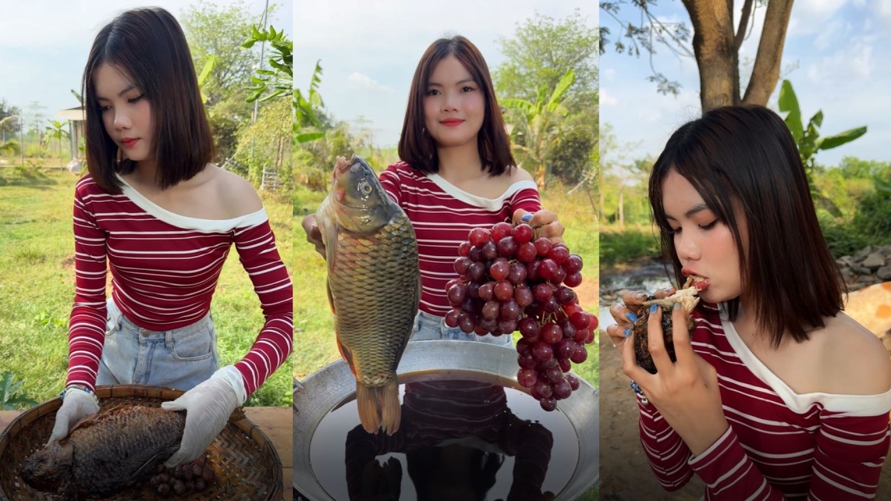 Amazing cooking yummy deep fried fish with grape recipe