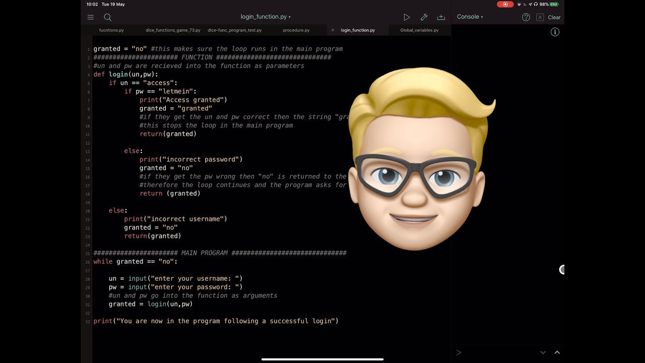 How to use Functions in Python - log in program - YouTube