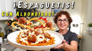 Así Hacemos los ESPAGUETIS CUBANOS 🍝 Con Albóndigas y Queso.