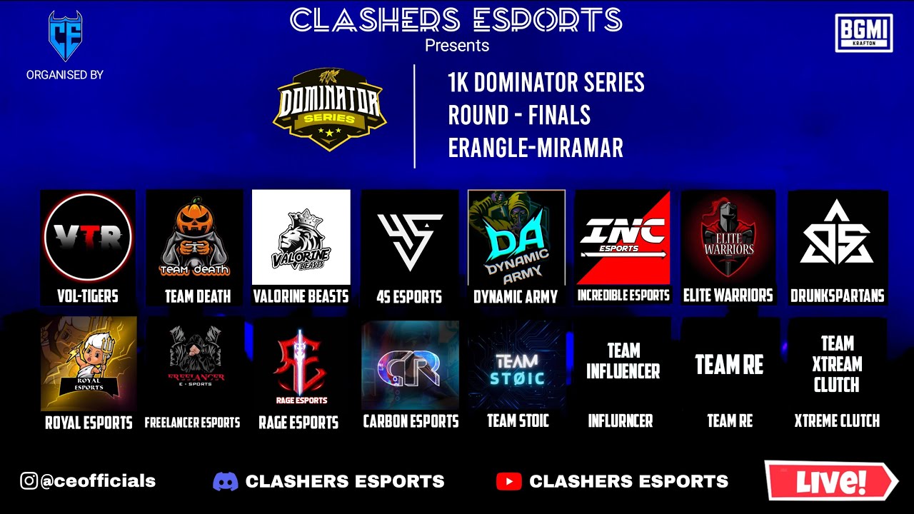 1K DOMINATOR SERIES | ROUND - FINALS | CLASHERS ESPORTS
