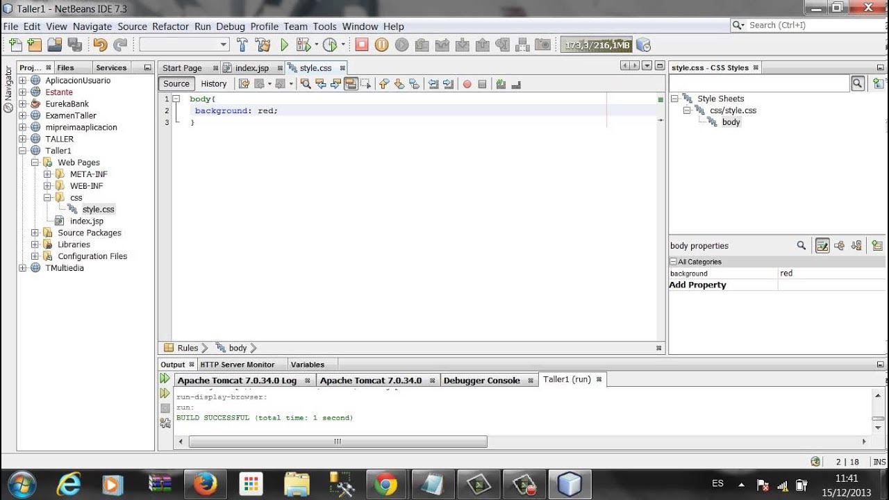 html y css en ide netbeans JSP - YouTube