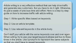 Information Article Writing - How to Write an Article That Will Increase Your Traffic News
